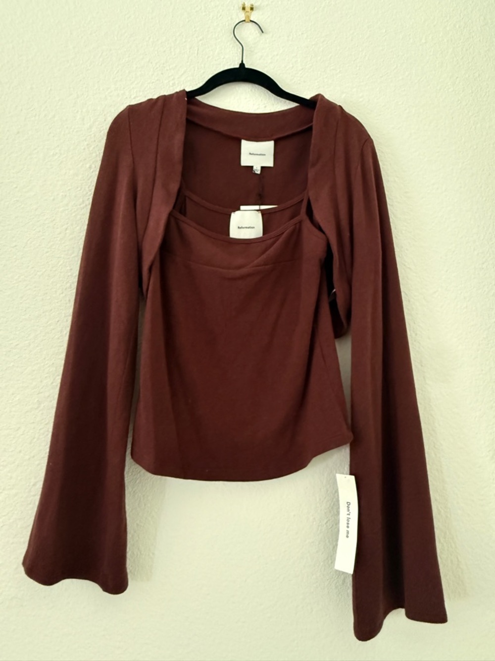 Reformation Chloe Knit Shrug Set - Burgundy - Picture 4 of 5